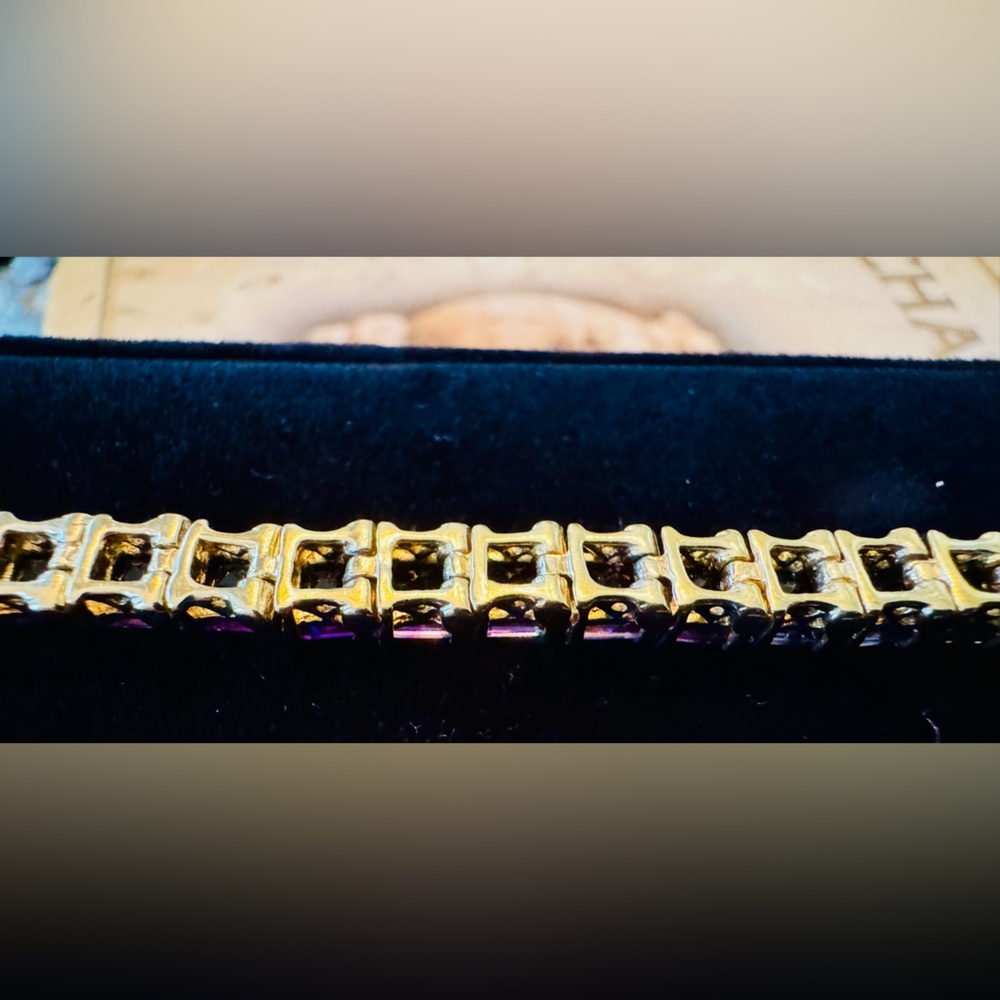 STS Multi-Gemstone Gold Over Silver Bracelet   - 8” - Picture 6 of 7